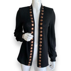CHRISTOPHER FISCHER CASHMERE LONG BLACK CARDIGAN  SWEATER.  WOMEN’S SIZE MEDIUM